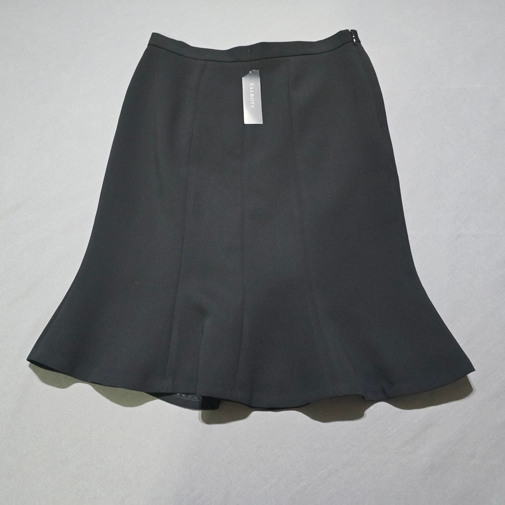 Talbots Trumpet Skirt Women 2 Black Lined Paneled Flared Knee Length New
